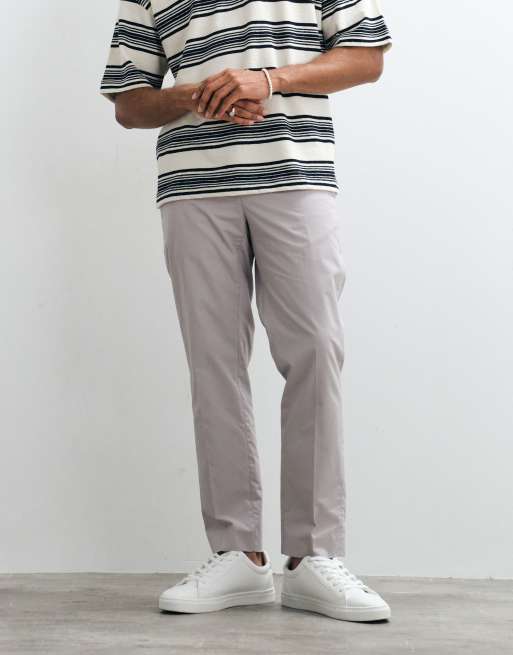 Mango - Pantaloni sartoriali in misto cotone color pietra