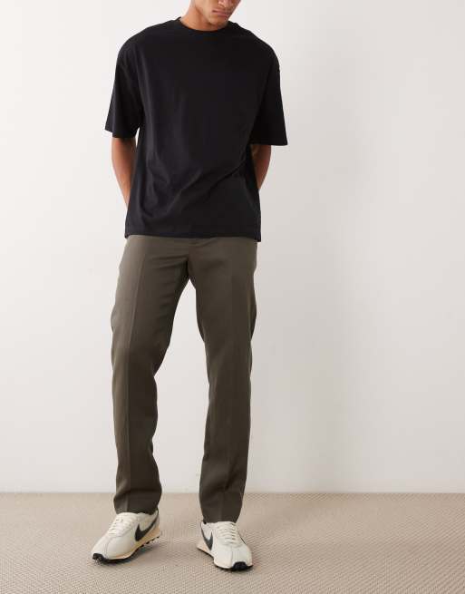 Mango pantaloni sartoriali in misto lino color grigio oliva, 1 di 5