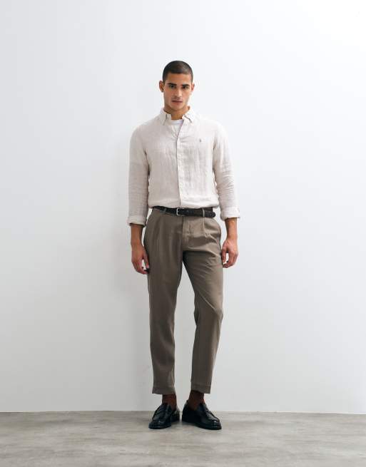 Mango - Pantaloni sartoriali in misto modal color fungo con pieghe sul davanti, 3 di 9
