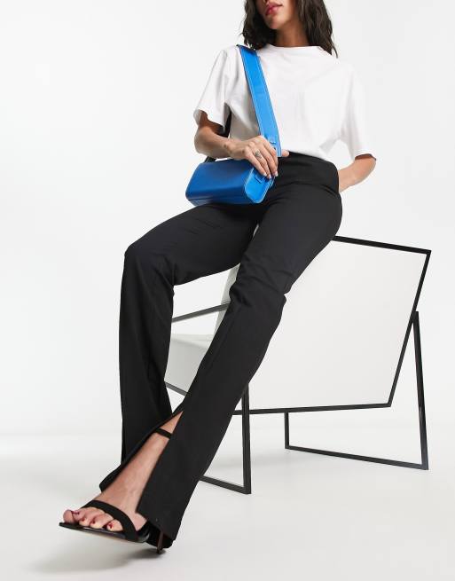 Mango - Pantaloni sartoriali neri con spacco sul fondo in coordinato