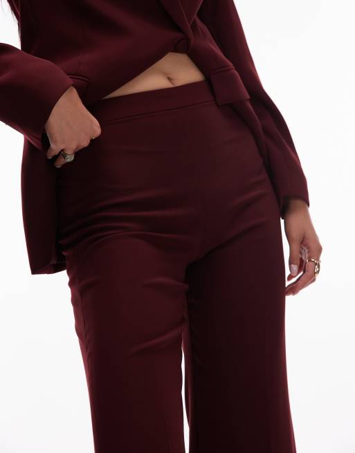 Mango - Pantaloni sartoriali rosso scuro con pieghe sul davanti in coordinato, 3 di 5