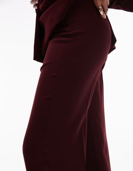 Mango - Pantaloni sartoriali rosso scuro con pieghe sul davanti in coordinato, 5 di 5