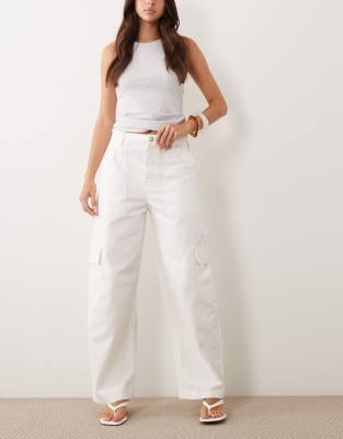 Mango Papaya 100% Cotton Utility Jeans In White
