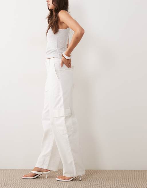 Mango - Papaya - Hvide utility-jeans i 100% bomuld, 2 af 5