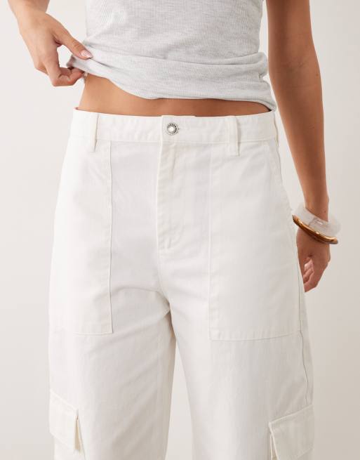 Mango - Papaya - Hvide utility-jeans i 100% bomuld, 4 af 5