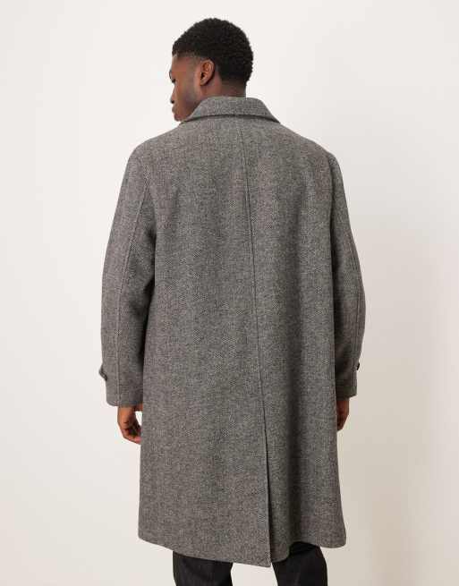 Mango - Pardessus avec col en laine mélangée à chevrons - Gris, 3 de 5