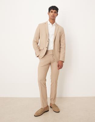 Mango Paris 100% Cotton Pleat Front Tailored Straight Pants In Neutral