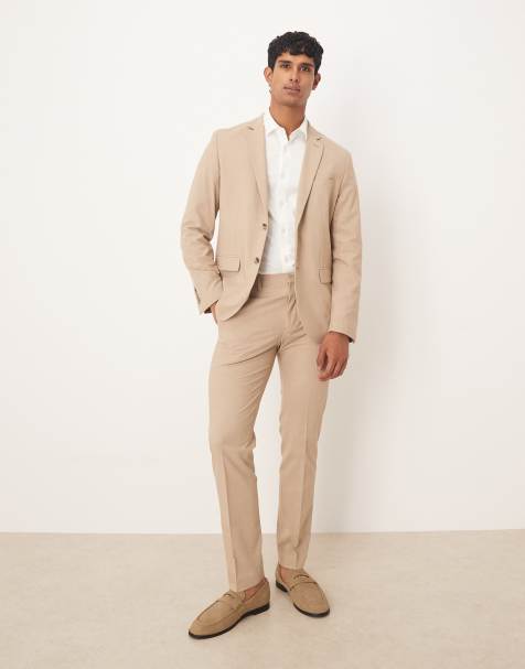 Mango Paris 100% cotton pleat front tailored straight trouser co-ord in ecru