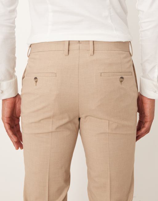 Mango Paris 100% cotton pleat front tailored straight trouser co-ord in ecru, 4 of 5