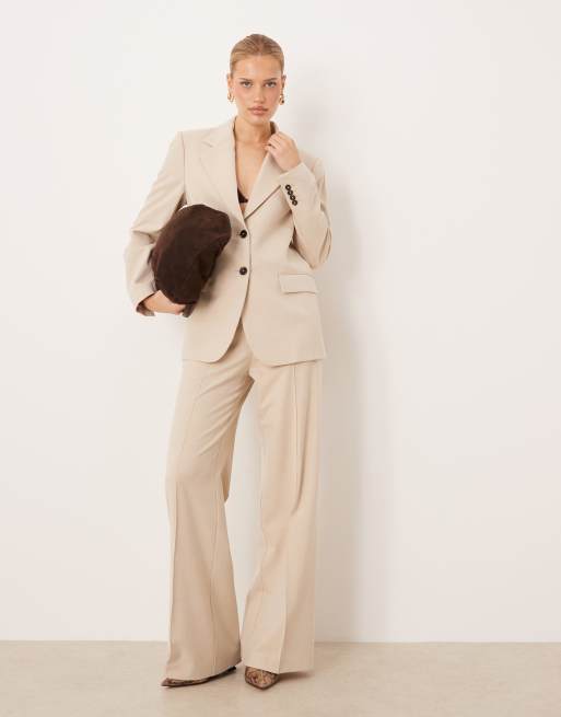 Mango - Paris - Coordinato sartoriale color panna composto da blazer e pantaloni