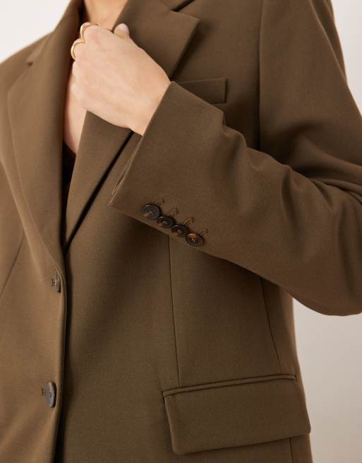 Mango – Paris – Eleganter Blazer in Khaki, Kombiteil, 3 von 4