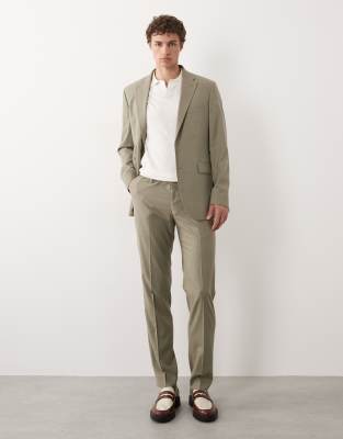 Mango Paris Super Slim Fit Pants In Green