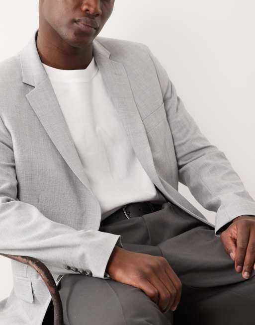 Mango Paris super slim fit suit blazer in stone - part of a set, 3 of 5