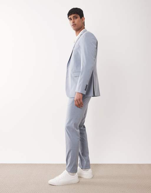 Mango Paris super slim fit suit trouser co-ord in light blue, 3 of 5