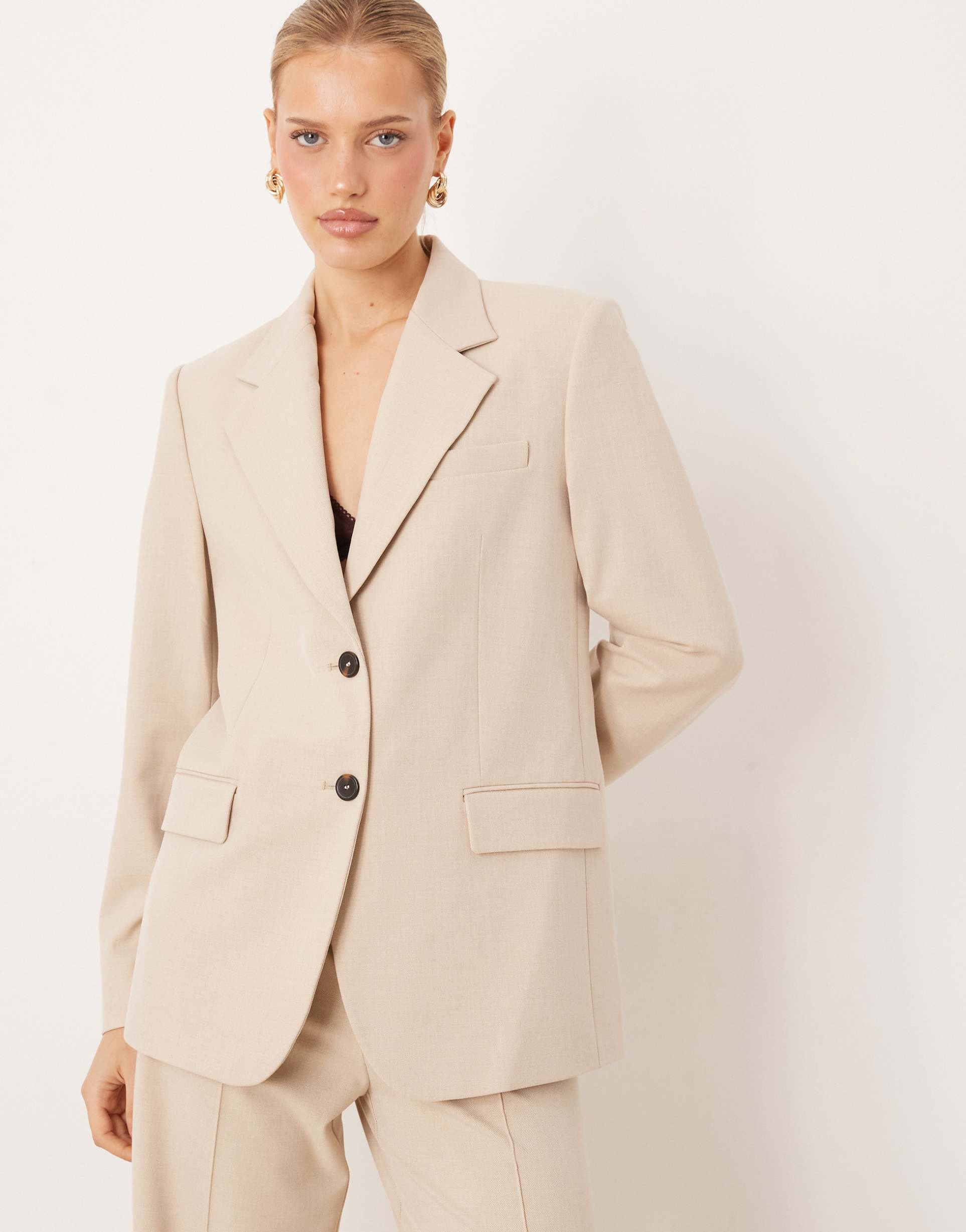 mango paris tailored blazer in cream - part of a set