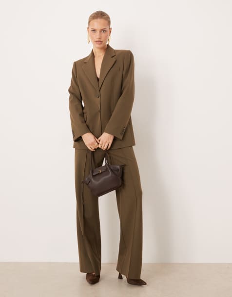 Mango Paris tailored blazer & trouser co-ord in khaki - view 1