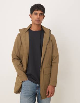 Mango - Parka à capuche en coton mélangé - Kaki-Vert