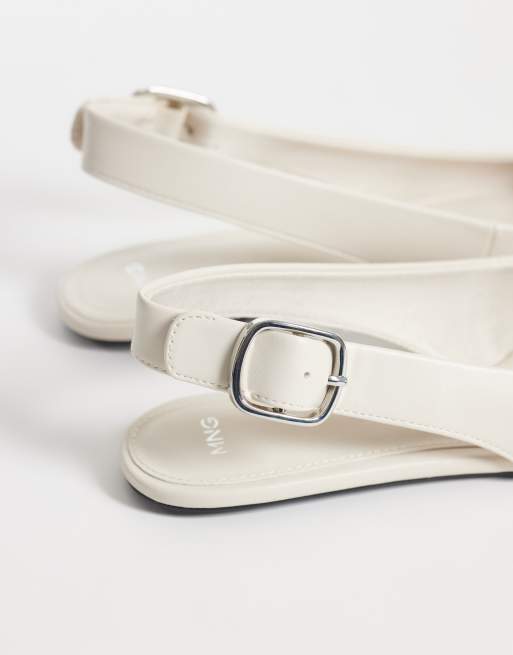 Mango płaskie buty slingback w kolorze ecru, 4 z 4