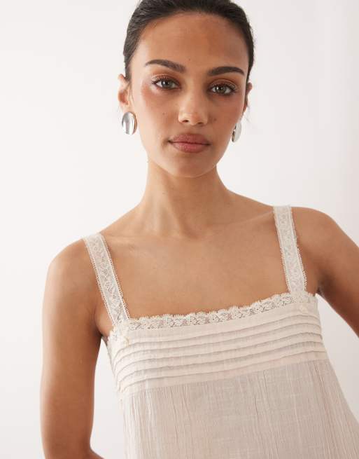Mango - Pastel-lyserød cami-top med firkantet hals, 3 af 4