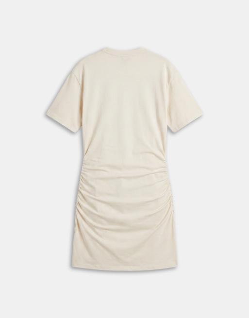 Mango – Pastelowożółta sukienka mini marszczona w talii , 6 z 8