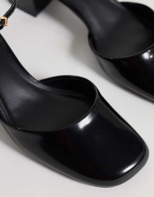  Mango patent leather effect round toe block heel shoes in black  , 4 of 4
