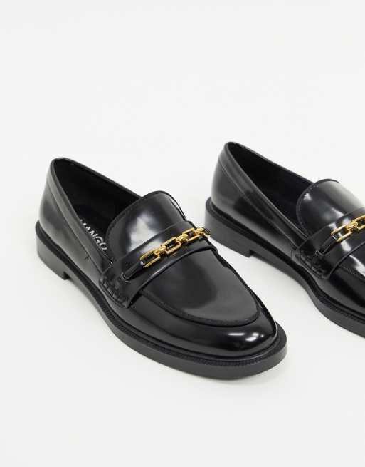 Mango patent loafers in black