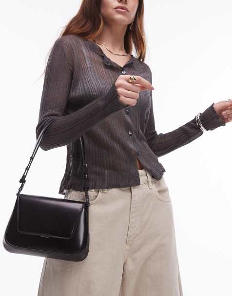 Mango patent shoulder bag in black - view 1
