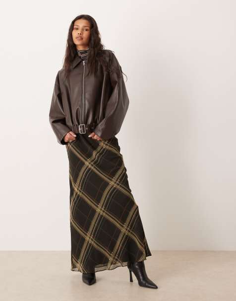 Mango patterned maxi skirt in black