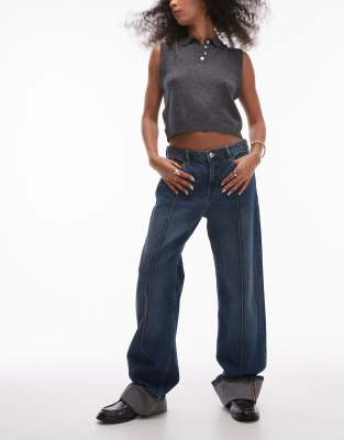 Mango - Paula - Jeans in Dunkelblau mit geradem Bein