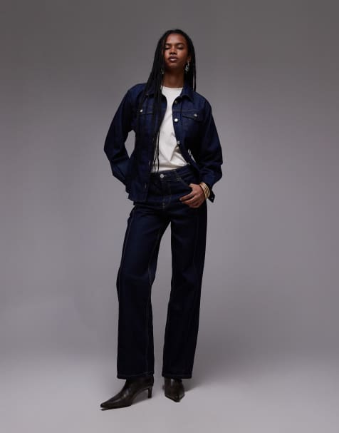 Mango Pauli longline seam front jeans in indigo blue - view 1