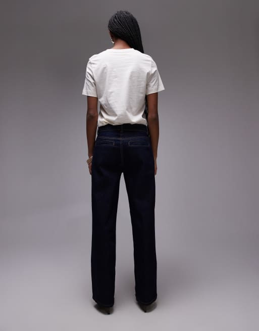 Mango Pauli longline seam front jeans in indigo blue, 3 of 5