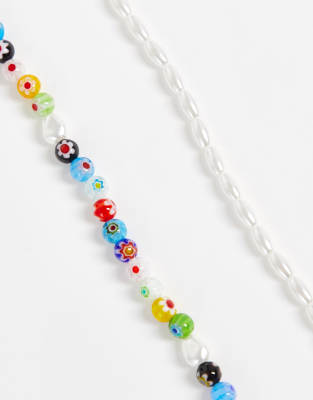 Mango Pearl And Mixed Bead Necklace In Multi