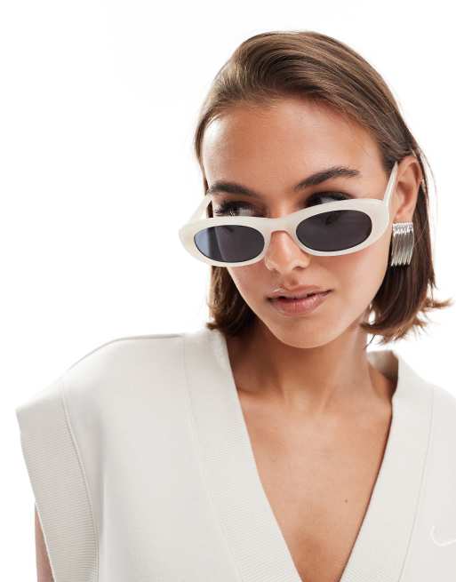 Mango pearlised oval sunglasses in white