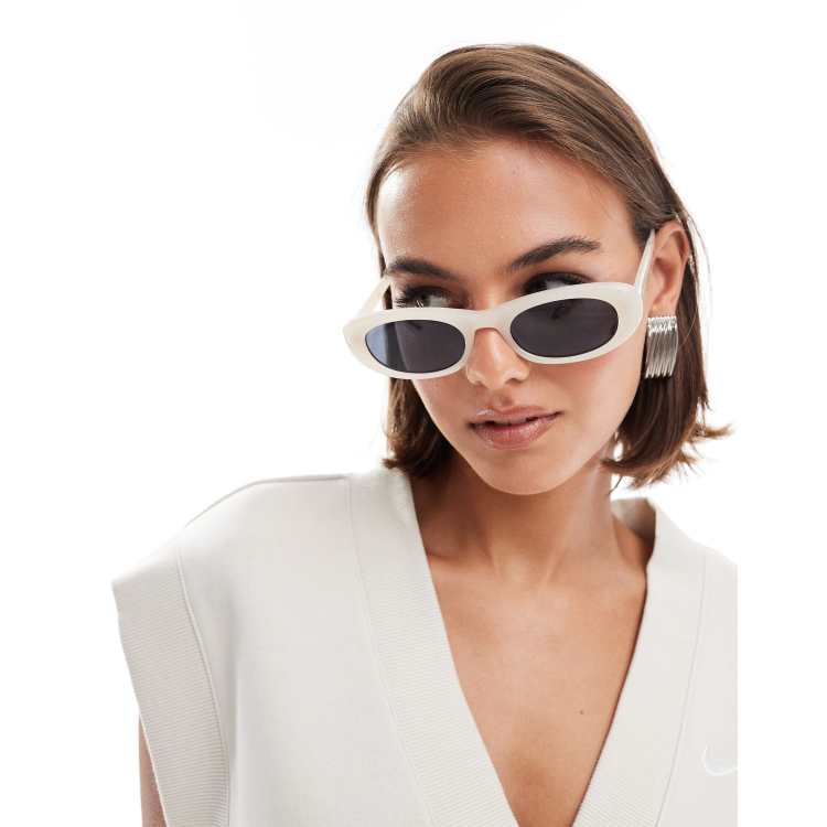 Mango pearlized oval sunglasses in white | ASOS