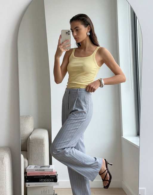 Mango - Pedro - Elegante gestreepte broek met rechte pijpen in lichtblauw, deel van co-ord set, 12 van 12