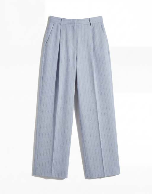 Mango - Pedro - Elegante gestreepte broek met rechte pijpen in lichtblauw, deel van co-ord set, 6 van 12
