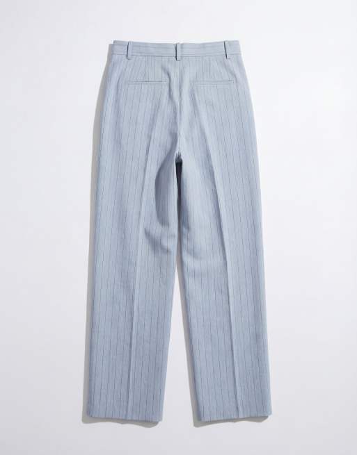 Mango - Pedro - Elegante gestreepte broek met rechte pijpen in lichtblauw, deel van co-ord set, 7 van 12