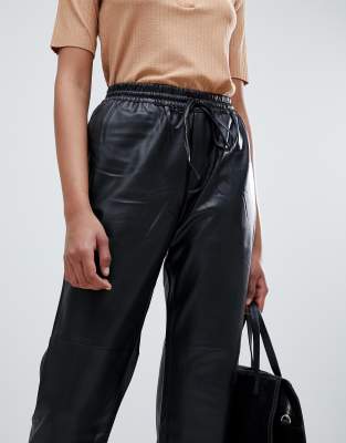 mango faux leather joggers