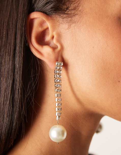 Mango - Pendants d'oreilles ornés de perles avec breloque perle - Doré - view 1