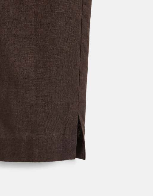 Mango - Pentunia - Pantaloni capri sartoriali marroni in coordinato, 9 di 9