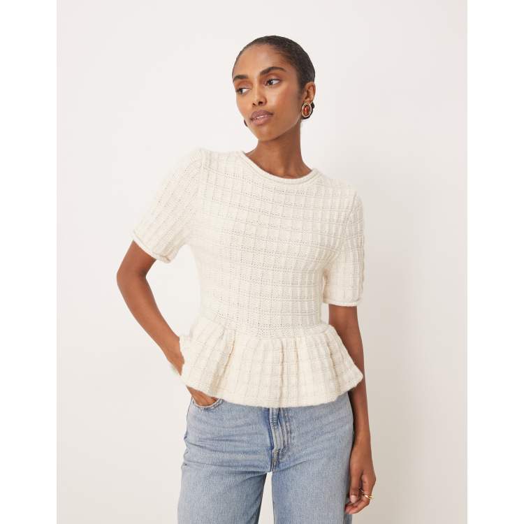 Adel peplum knit tops【andmary】 ANDMARY】Adel peplum knit tops