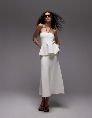 MANGO PEPLUM KNITTED BANDEAU TOP CO-ORD