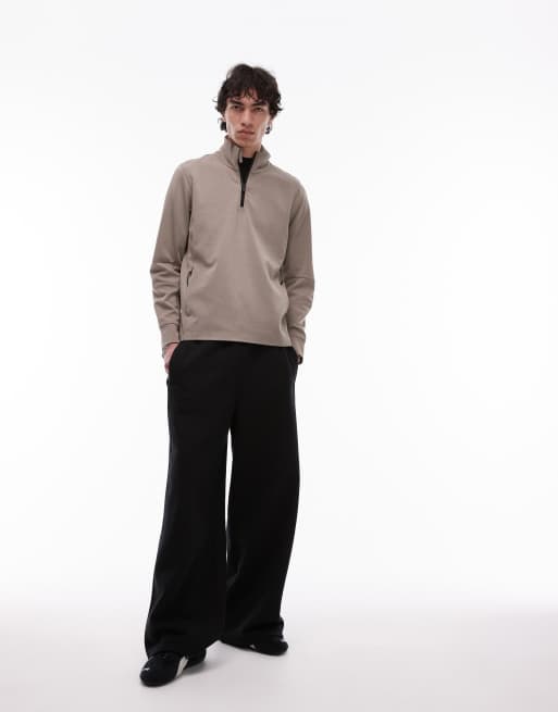 Mango performance breathable half zip sweater in tan | ASOS