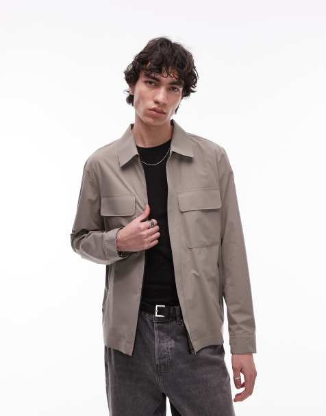 Mango performance breathable zip through jacket in brown - view 1