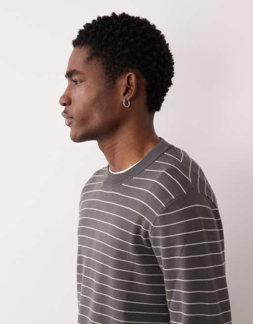 Mango Performance – Grafitowy dzianinowy sweter w paski, 4 z 5