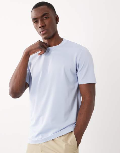 Mango Performance – Jasnoniebieski T-shirt w paski z okrągłym dekoltem - view 1