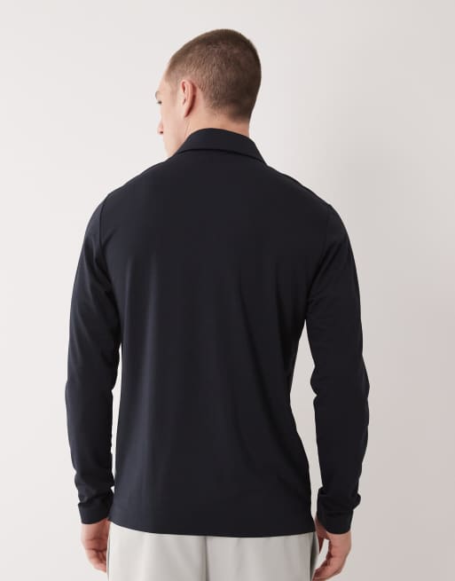 Mango - Performance - Lichtgewicht thermoregulerende polo met korte rits in marineblauw, 3 van 5