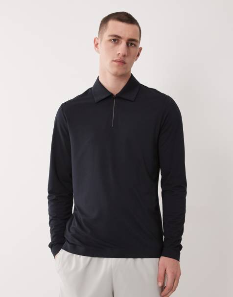Mango performance light weight thermo-regulating quarter zip in navy