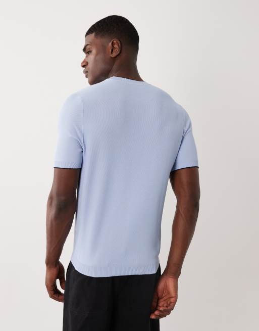 Mango - Performance - Pastelblå T-shirt i fin strik, 4 af 5