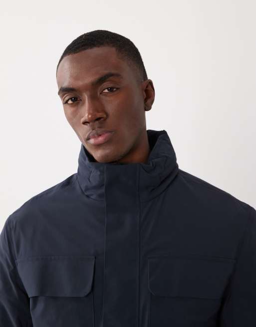 Mango performance zip through jacket in navy, 3 of 5